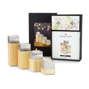 Kerzen - Quartett aus Holz mit Duftkerzen