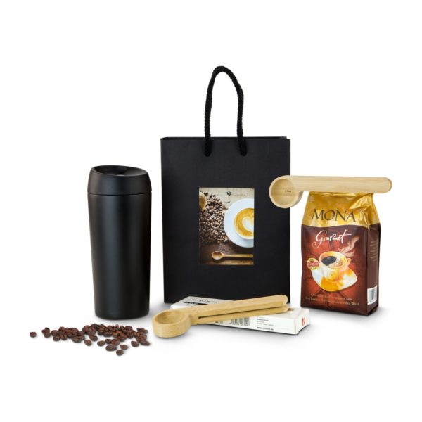 Geschenkset Kaffee Deluxe mit Becher und 2in1 Kaffeelöffel