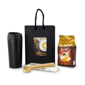 Geschenkset Kaffee Deluxe mit Becher und 2in1 Kaffeelöffel