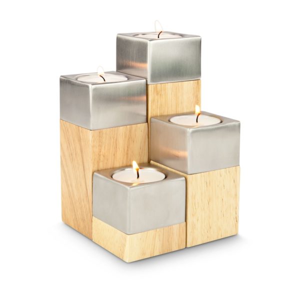 Kerzen - Quartett aus Holz mit Duftkerzen