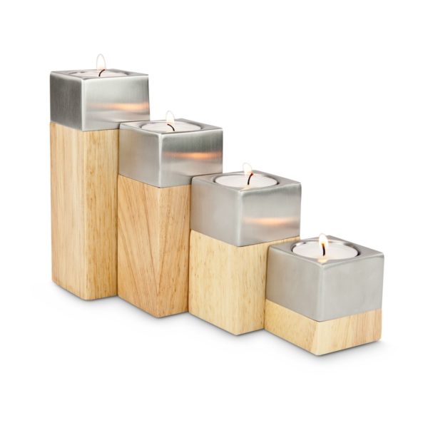 Kerzen - Quartett aus Holz mit Duftkerzen