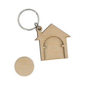 Holzchip Schlüsselanhänger Haus