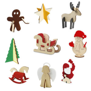 Weihnachts Steckfiguren Karte aus Holz und Filz - Übersicht