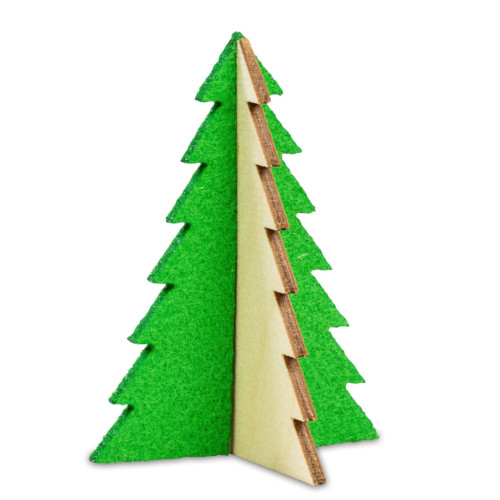 Weihnachts Steckfiguren Karte aus Holz und Filz - Tannenbaum