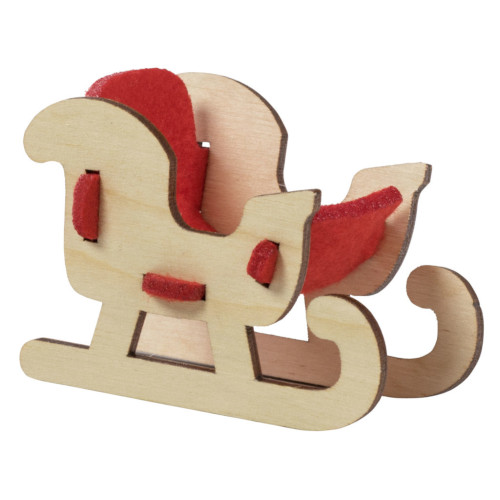Weihnachts Steckfiguren Karte aus Holz und Filz - Schlitten