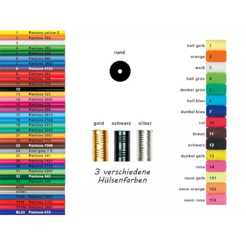 Bleistift schwarz durchgefärbt Farbauswahl