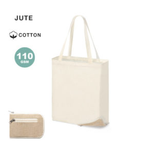 Faltbare Tasche aus Jute und Baumwolle