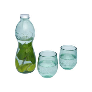 Karaffe mit Gläsern Set aus recyceltem Glas
