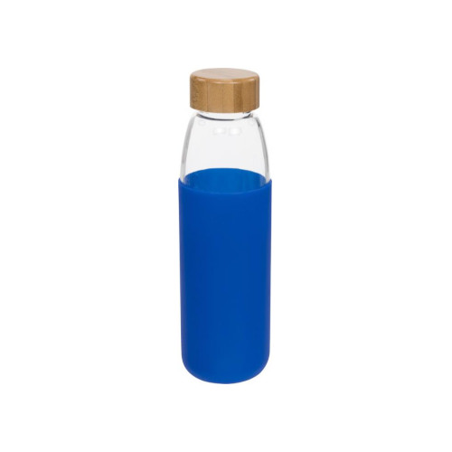 Sportflasche aus Glas und Bambus 540 ml blau