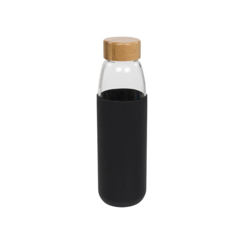 Sportflasche aus Glas und Bambus 540 ml schwarz