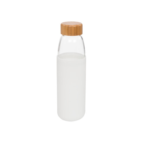 Sportflasche aus Glas und Bambus 540 ml weiss