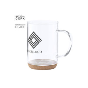 Tasse aus Glas mit Korkboden 450 ml
