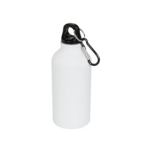 Trinkflasche mit Karabiner matt 400 ml weiss