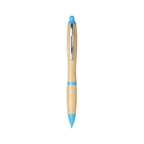Kugelschreiber Nash aus Bambus natur - hellblau