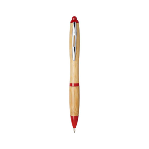 Kugelschreiber Nash aus Bambus natur - rot