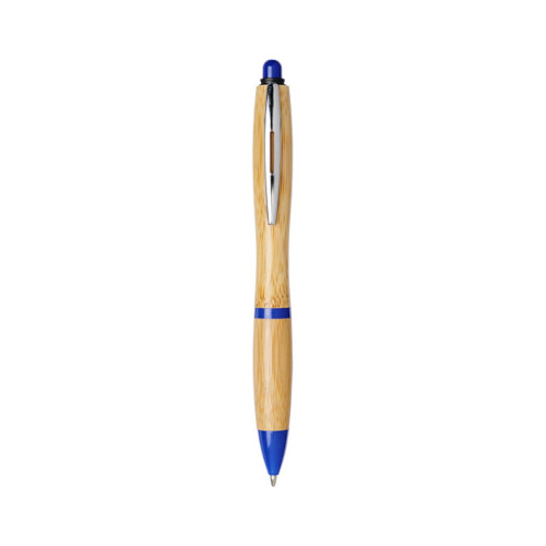 Kugelschreiber Nash aus Bambus natur - royalblau
