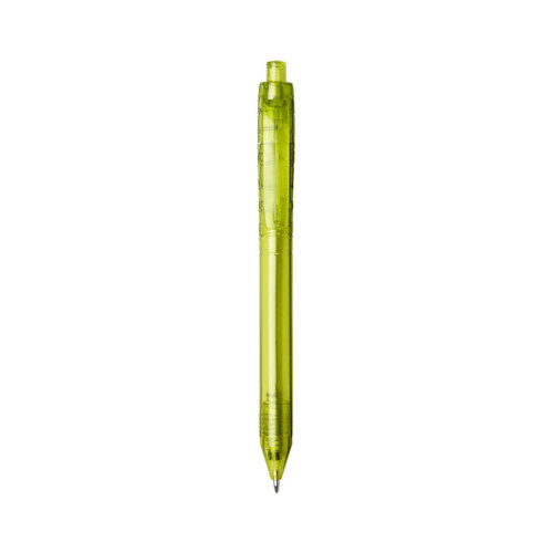 Kugelschreiber Vancouver aus recyceltem PET Kunststoff transparent-lime-green