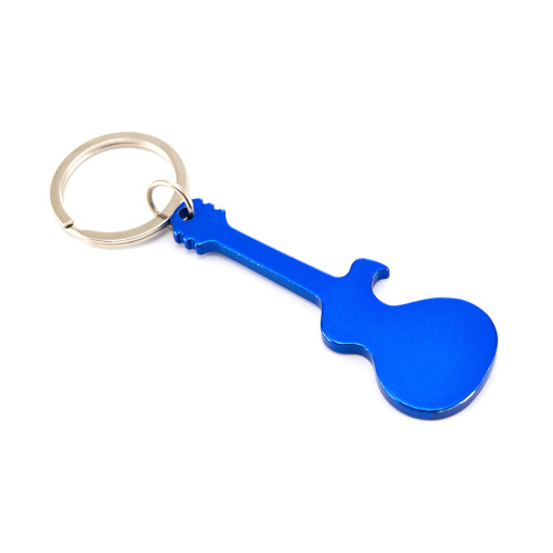 Schlüsselanhänger Flaschenöffner Gitarre blau