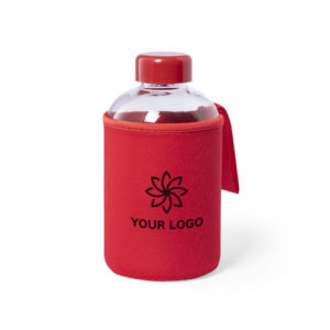 Trinkflasche mit Schutzhülle 600 ml rot