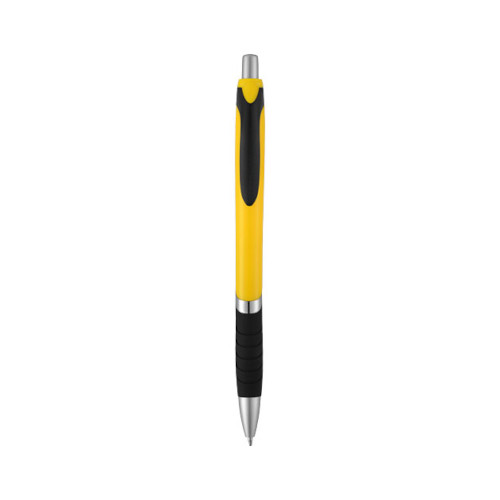 Turbo Kugelschreiber mit Gummigriff schwarz - gelb