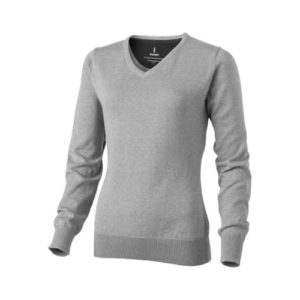 Spruce Damenpullover mit V-Ausschnitt grau meliert