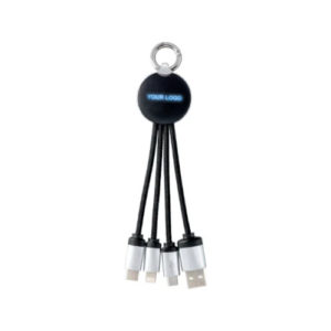 3 in 1 Ladekabel mit Beleuchtung schwarz-blau