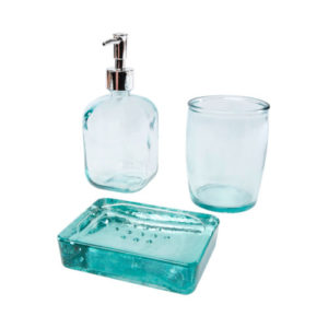 3-teiliges Badezimmer-Set aus recyceltem Glas