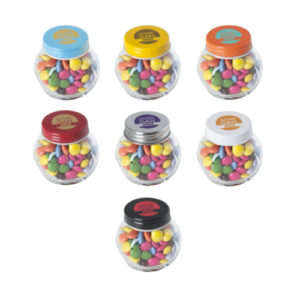 Bonbonglas Mini Schokocarletties Farbübersicht