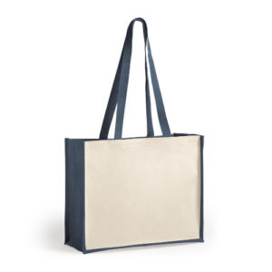 Einkaufstasche aus Jute und Baumwolle Rotin marine blau