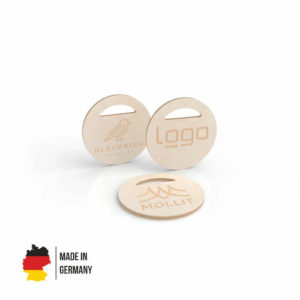 Einkaufswagenchip aus Holz