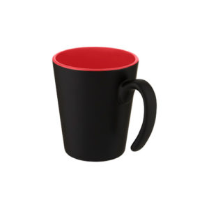 Keramikbecher mit Henkel schwarz-rot