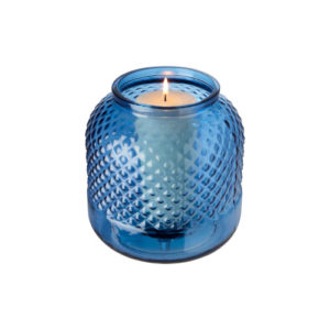 Kerzenhalter aus recyceltem Glas blau