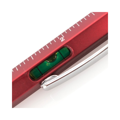 Kugelschreiber Sauris mit Wasserwaage und Schraubendreher rot