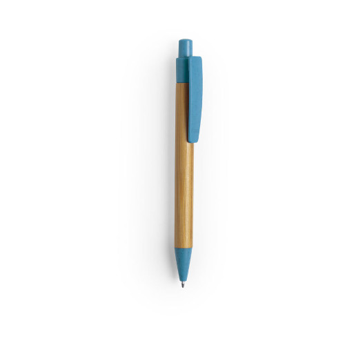 Kugelschreiber Sydor aus Bambus und Weizenstroh bambusfarben-blau