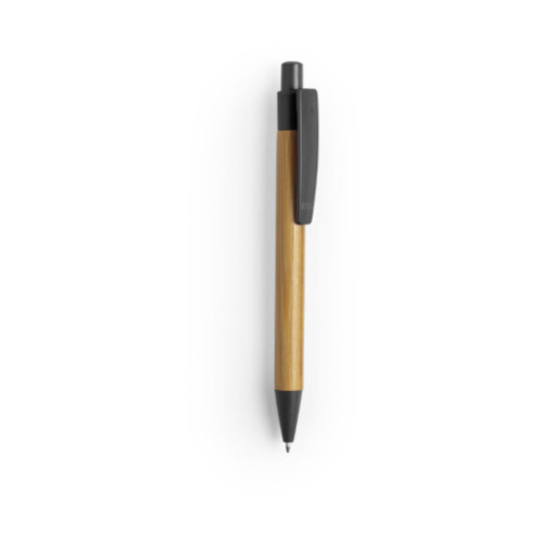 Kugelschreiber Sydor aus Bambus und Weizenstroh bambusfarben-schwarz