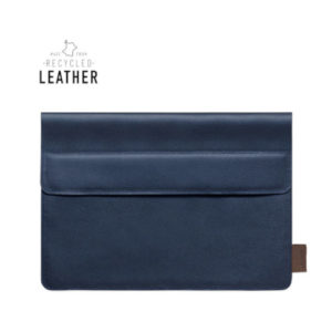 Laptoptasche aus recyceltem Leder marine-blau