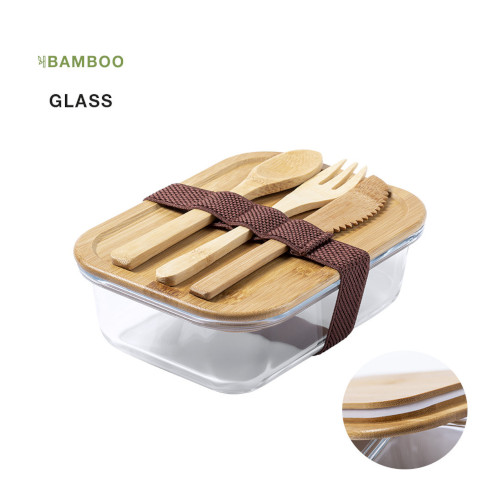 Lunchbox aus Glas und Bambus