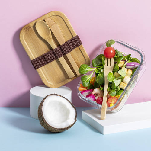 Lunchbox aus Glas und Bambus