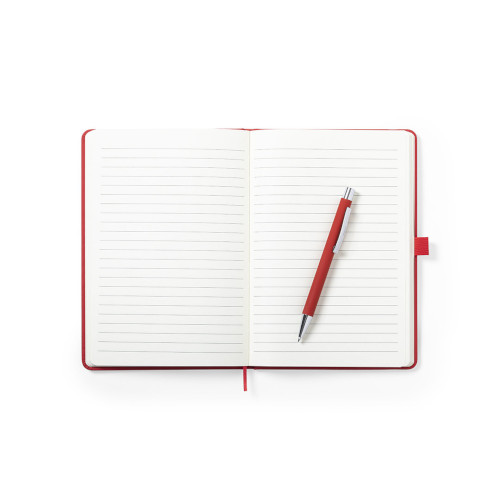 Notizbuch mit Kugelschreiber rot