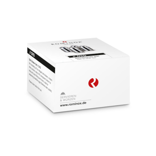 ROMINOX® 4er Set Mini-Salzstreuer Ovo Verpackung