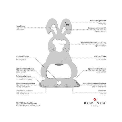 ROMINOX® Key Tool Bunny mit 16 Funktionen