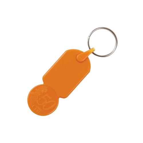 Schlüsselanhänger Einkaufswagen Münze orange