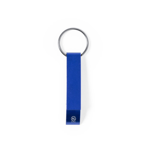 Schlüsselanhänger Flaschenöffner aus recyceltem Aluminium blau