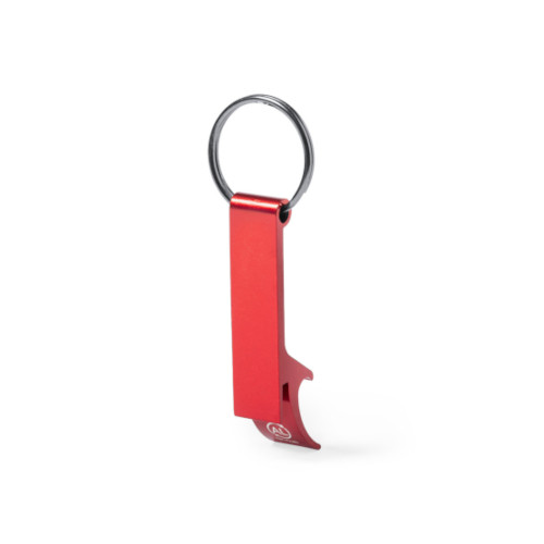Schlüsselanhänger Flaschenöffner aus recyceltem Aluminium rot