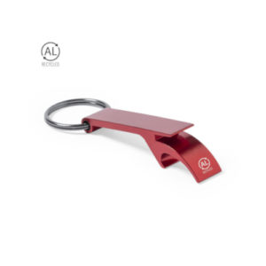 Schlüsselanhänger Flaschenöffner aus recyceltem Aluminium rot