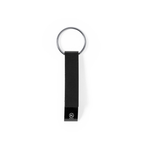 Schlüsselanhänger Flaschenöffner aus recyceltem Aluminium schwarz