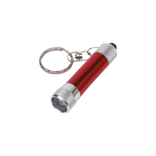 Schlüsselanhänger Taschenlampe rot-silber