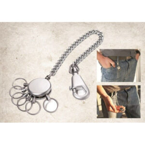 Schlüsselanhänger mit Kette Patent-Chain grau-matt