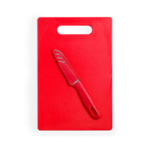 Schneidebrett mit Messer rot