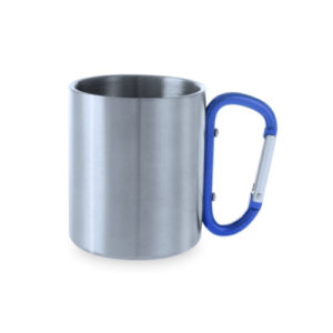 Tasse mit Karabiner silber-blau